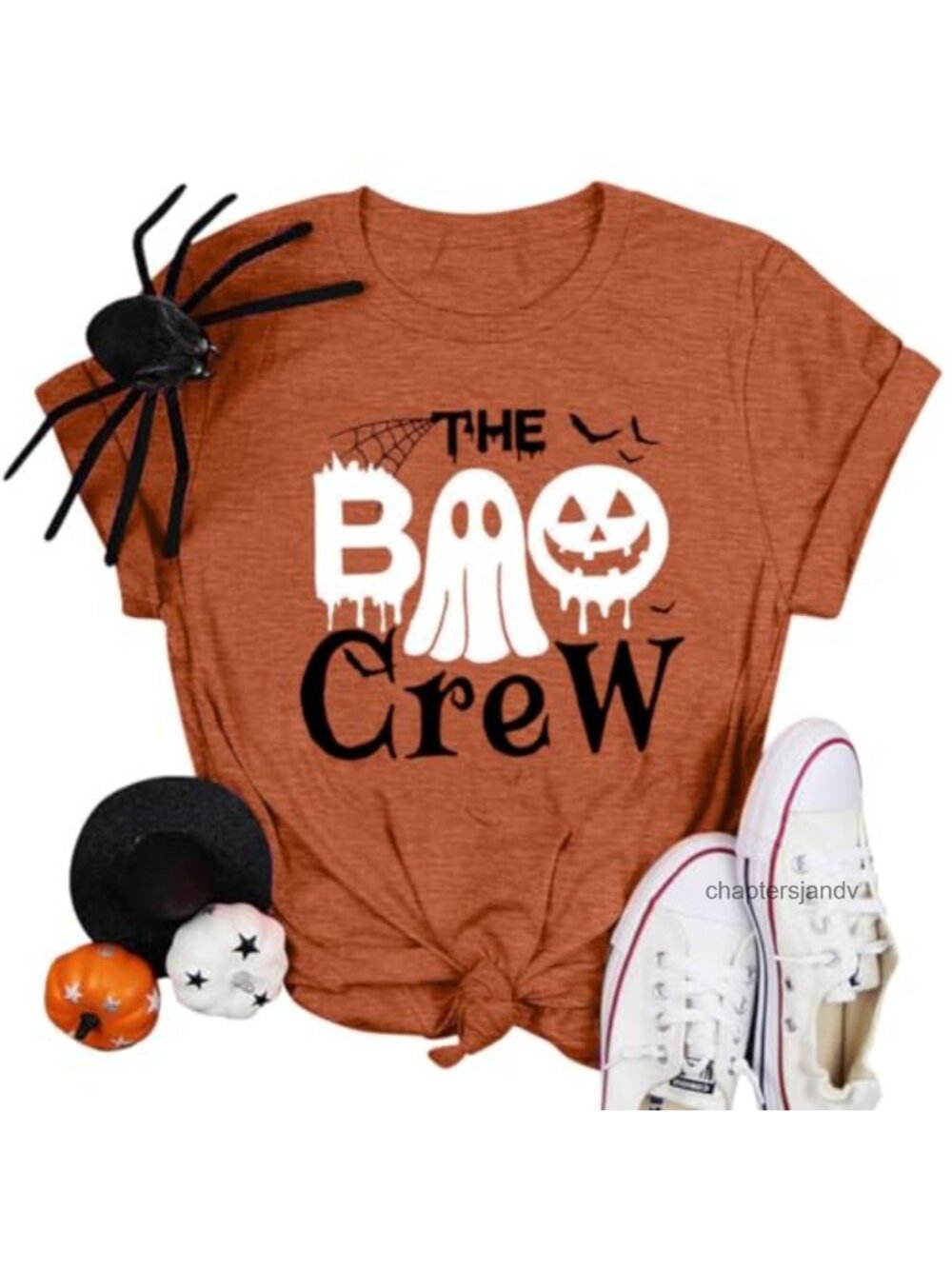 Women's Halloween Boo Crew Ghost Graphic T-Shirt Funny Short Sleeve Tee
